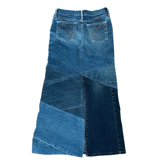 Wrangler Patchwork Denim Maxi Jean Skirt Size - Picture 2 of 16